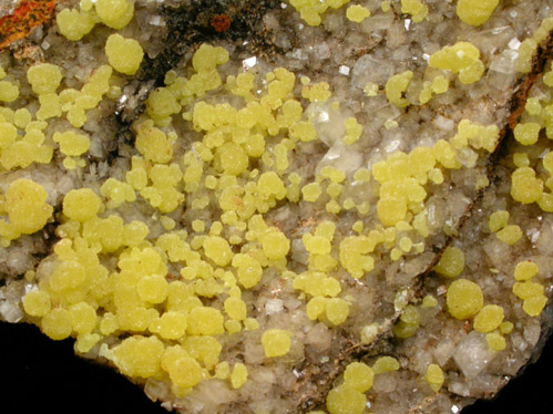 Mimetite and Calcite from San Pedro Corralitos, Casas Grandes, Chihuahua, Mexico