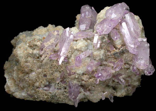 Quartz var. Amethyst on Calcite and Dolomite from Capurru Quarry, Osilo, Sassari Province, Sardinia, Italy