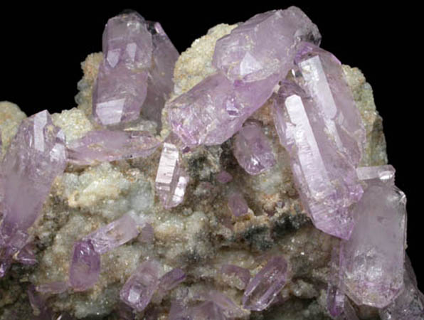 Quartz var. Amethyst on Calcite and Dolomite from Capurru Quarry, Osilo, Sassari Province, Sardinia, Italy