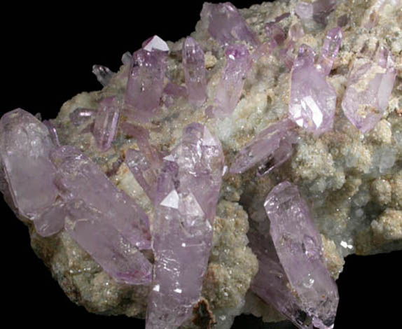 Quartz var. Amethyst on Calcite and Dolomite from Capurru Quarry, Osilo, Sassari Province, Sardinia, Italy