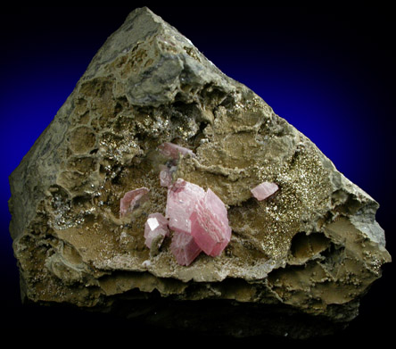 Rhodochrosite with Pyrite from Santa Eulalia District, Aquiles Serdn, Chihuahua, Mexico