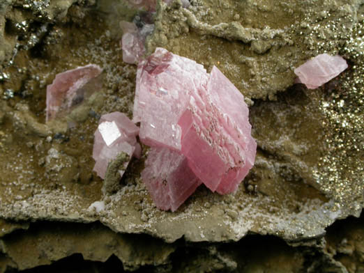 Rhodochrosite with Pyrite from Santa Eulalia District, Aquiles Serdn, Chihuahua, Mexico