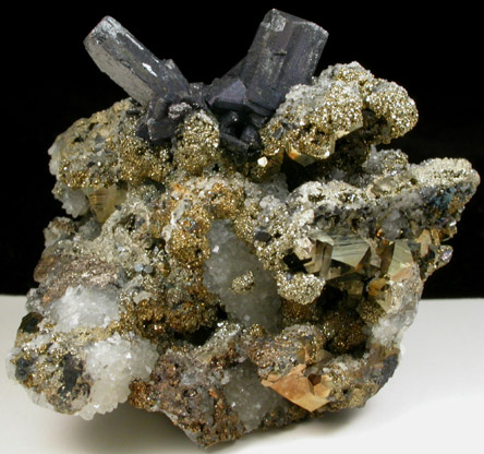 Enargite, Pyrite, Quartz from Julcani Mine, Huancavelica, Peru