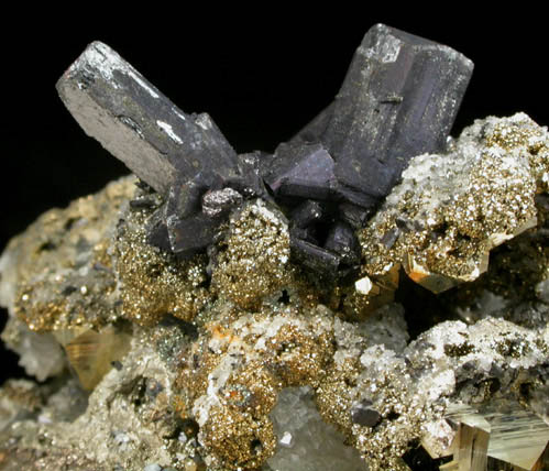 Enargite, Pyrite, Quartz from Julcani Mine, Huancavelica, Peru