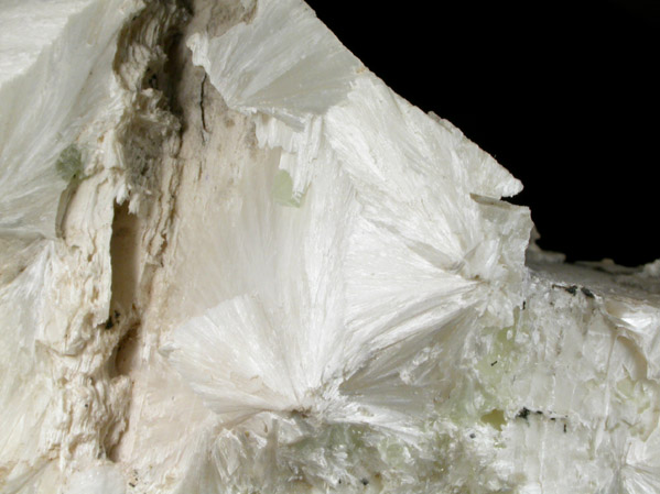 Pectolite with Prehnite and cavities after Anhydrite from New Street Quarry, Paterson, Passaic County, New Jersey
