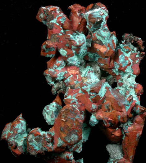 Copper (crystallized) with Chrysocolla from Quincy Mine, Hancock, Keweenaw Peninsula Copper District, Houghton County, Michigan