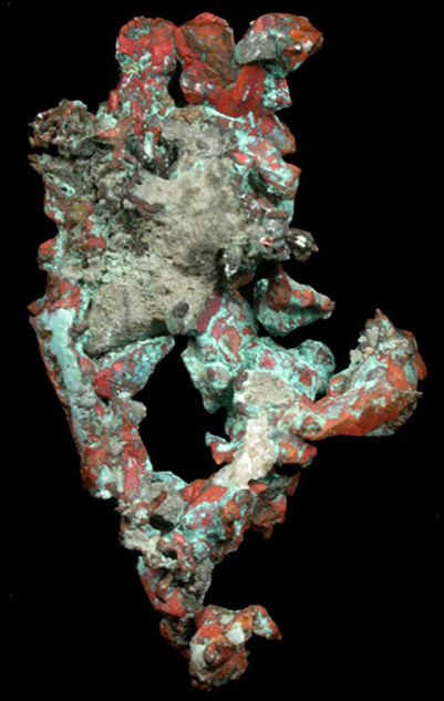 Copper (crystallized) with Chrysocolla from Quincy Mine, Hancock, Keweenaw Peninsula Copper District, Houghton County, Michigan
