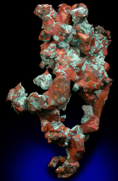 Copper (crystallized) with Chrysocolla from Quincy Mine, Hancock, Keweenaw Peninsula Copper District, Houghton County, Michigan