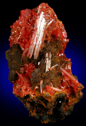 Crocoite with Gibbsite from Red Lead Mine, Dundas, Tasmania, Australia