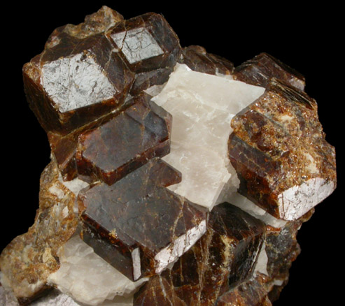 Andradite Garnet in Calcite from Franklin Mining District, Sussex County, New Jersey