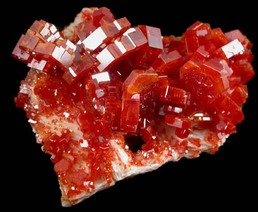 Vanadinite on Barite from Mibladen, Haute Moulouya Basin, Zeida-Aouli-Mibladen belt, Midelt Province, Morocco