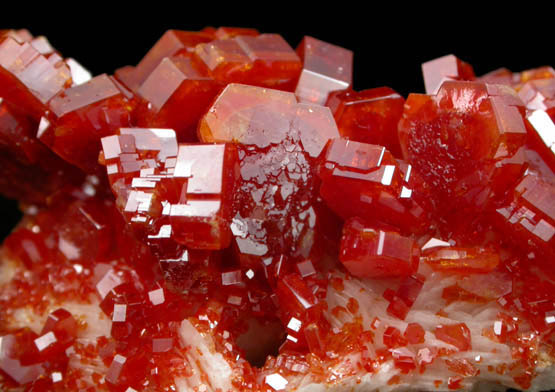 Vanadinite on Barite from Mibladen, Haute Moulouya Basin, Zeida-Aouli-Mibladen belt, Midelt Province, Morocco