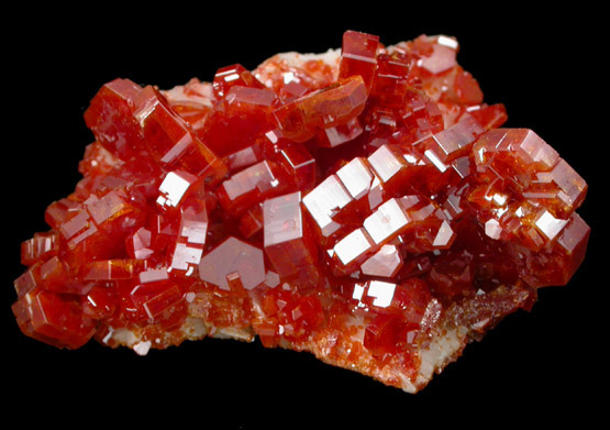 Vanadinite on Barite from Mibladen, Haute Moulouya Basin, Zeida-Aouli-Mibladen belt, Midelt Province, Morocco