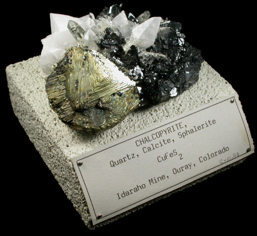 Chalcopyrite, Quartz, Calcite, Sphalerite from Idarado Mine, Ouray District, Ouray County, Colorado