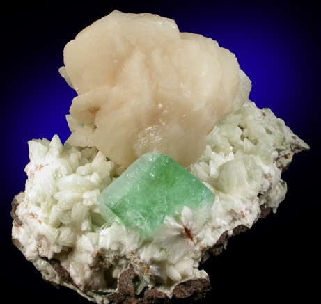 Stilbite-Ca with Apophyllite on Heulandite-Ca from Nashik District, Maharashtra, India