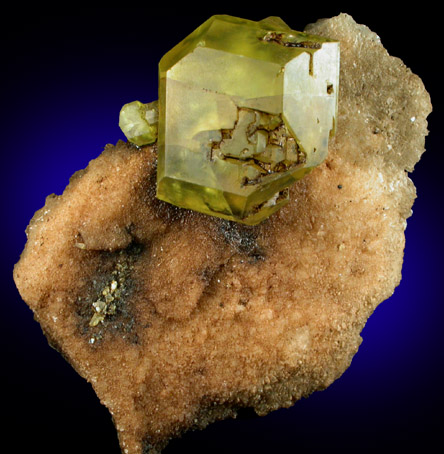 Sulfur on Aragonite from Agrigento District (Girgenti), Sicily, Italy