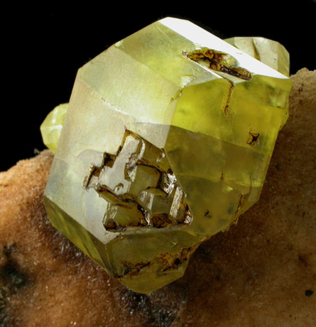 Sulfur on Aragonite from Agrigento District (Girgenti), Sicily, Italy