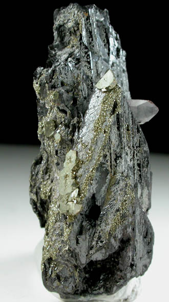 Ferberite with Pyrite and Quartz from Chungju, Chungcheongbukdo, South Korea