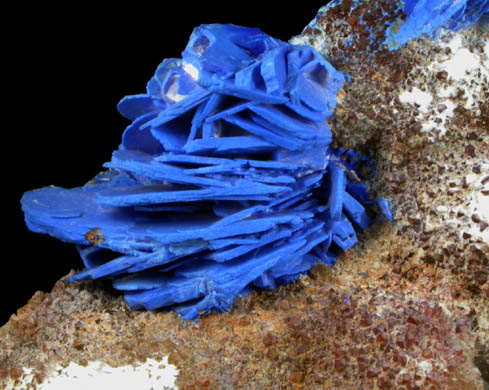 Linarite on Quartz with unknown from Grand Reef Mine, Aravaipa District, Graham County, Arizona