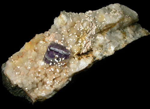 Fluorite on Quartz with Phillipsite from railroad cut near Thomaston Dam, Litchfield County, Connecticut