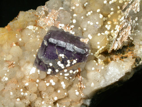 Fluorite on Quartz with Phillipsite from railroad cut near Thomaston Dam, Litchfield County, Connecticut