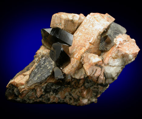 Quartz var. Smoky on Microcline from Mad River road cut, near Waterville Valley, Grafton County, New Hampshire