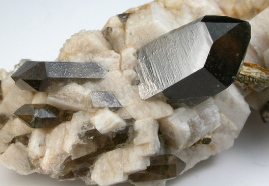 Quartz var. Smoky on Microcline from Moat Mountain, Hale's Location, Carroll County, New Hampshire