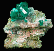 Dioptase on Calcite with Duftite from Tsumeb Mine, Otavi-Bergland District, Oshikoto, Namibia (Type Locality for Duftite)