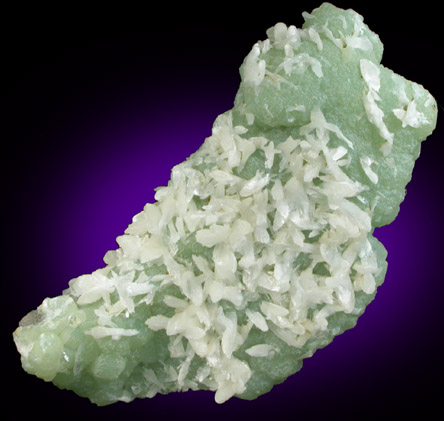 Thomsonite on Prehnite from Burger's Quarry (Lower New Street Quarry), Paterson, Passaic County, New Jersey