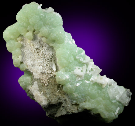 Thomsonite on Prehnite from Burger's Quarry (Lower New Street Quarry), Paterson, Passaic County, New Jersey