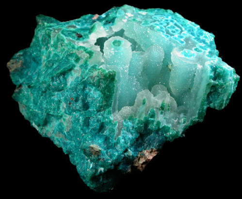 Quartz on Chrysocolla from Ray Mine, Mineral Creek District, Pinal County, Arizona