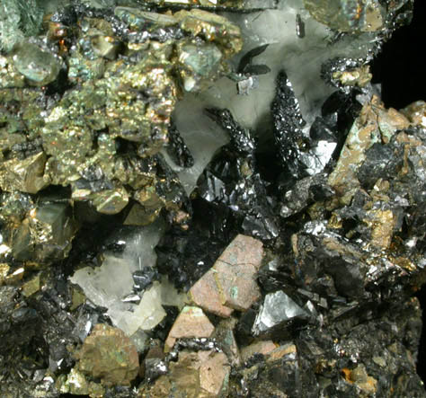 Pyrite, Magnetite, Chalcopyrite, Actinolite, Calcite from French Creek Iron Mines, St. Peters, Chester County, Pennsylvania