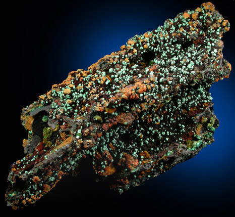 Azurite with Malachite pseudomorphs after Cuprite from Copper Queen Mine, Bisbee, Warren District, Cochise County, Arizona