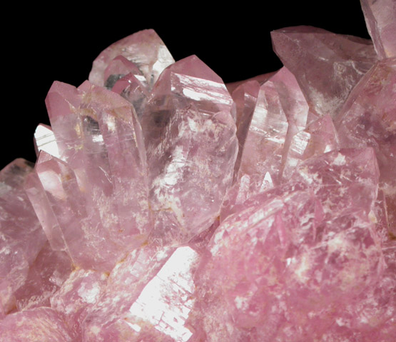 Quartz var. Rose Quartz Crystals from Sapucaia Mine, Galileia, Minas Gerais, Brazil