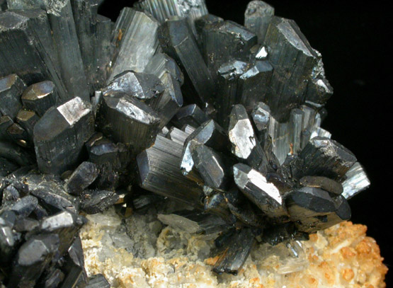 Stibnite on Barite from Baiutz, Maramures, Romania