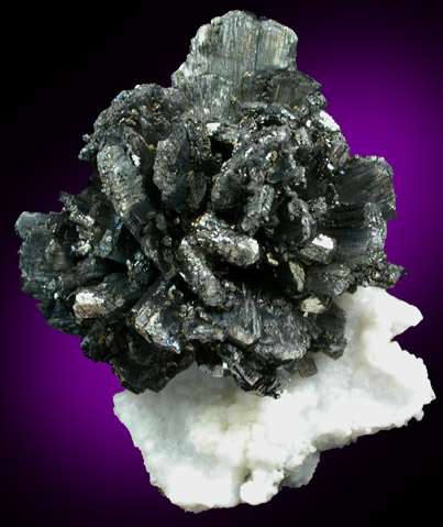 Stibnite on Quartz from Poiana Botizei Mine, Maramures, Romania