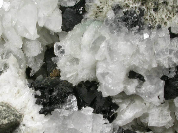 Babingtonite in Calcite from Lane's Quarry, Westfield, Hampden County, Massachusetts