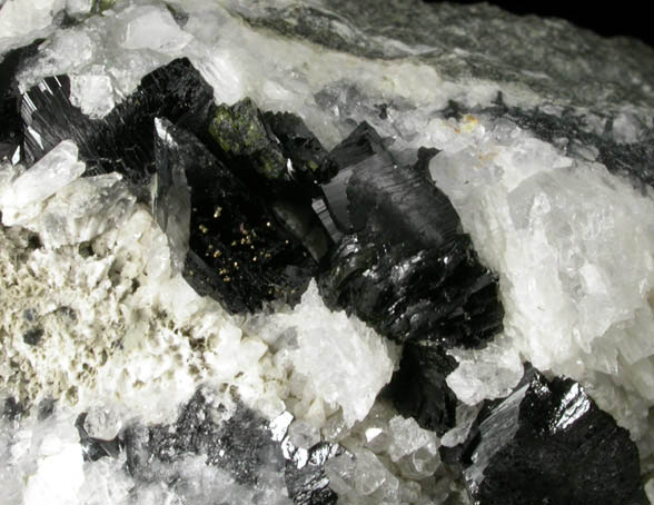 Babingtonite in Calcite from Lane's Quarry, Westfield, Hampden County, Massachusetts