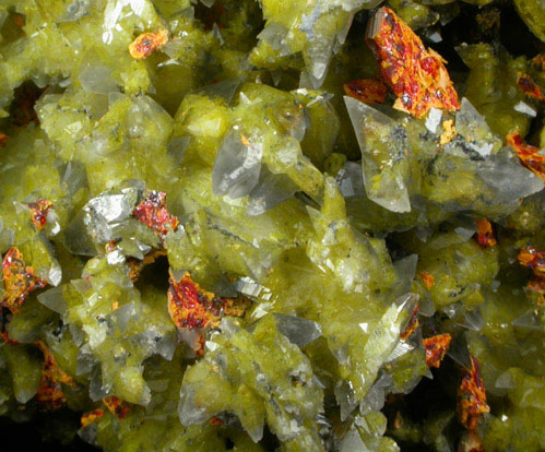 Calcite with Orpiment inclusion plus Realgar from Shimen Mine, Hunan, China