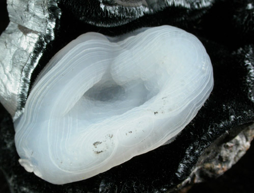 Quartz var. Chalcedony on Romanechite from Black Beauty Mine, Plomosa District, La Paz County, Arizona