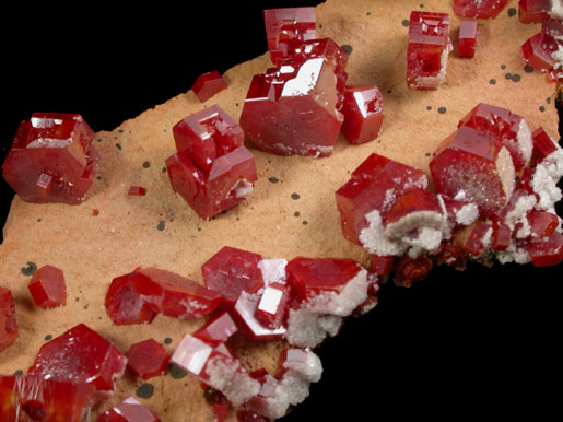 Vanadinite with Aragonite from Mibladen, Haute Moulouya Basin, Zeida-Aouli-Mibladen belt, Midelt Province, Morocco