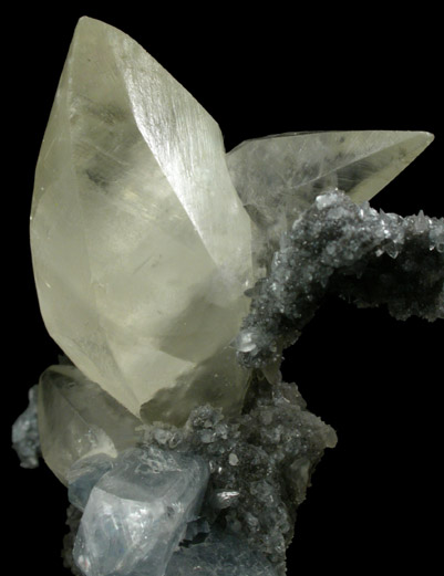 Calcite on Celestine from Route 13 road cut, Chittenango Falls, Madison County, New York