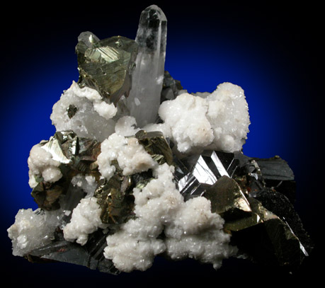 Chalcopyrite, Sphalerite, Quartz, Calcite from Casapalca District, Huarochiri Province, Peru