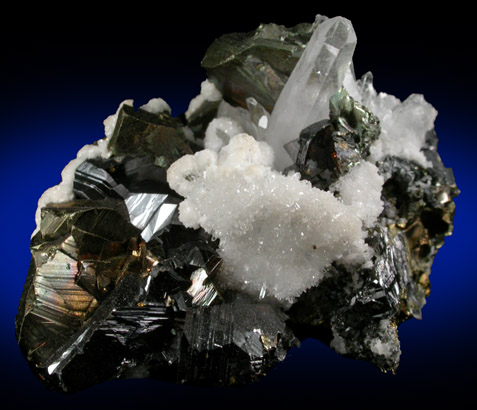 Chalcopyrite, Sphalerite, Quartz, Calcite from Casapalca District, Huarochiri Province, Peru