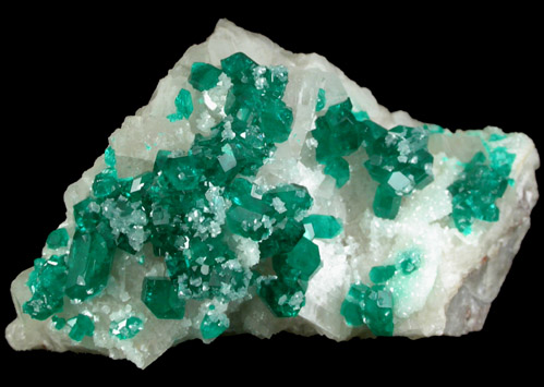 Dioptase with Calcite from Tsumeb Mine, Otavi-Bergland District, Oshikoto, Namibia