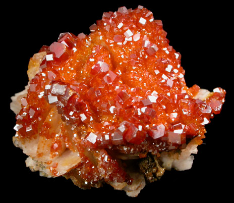 Vanadinite on Barite from Mibladen, Haute Moulouya Basin, Zeida-Aouli-Mibladen belt, Midelt Province, Morocco