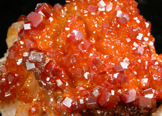 Vanadinite on Barite from Mibladen, Haute Moulouya Basin, Zeida-Aouli-Mibladen belt, Midelt Province, Morocco