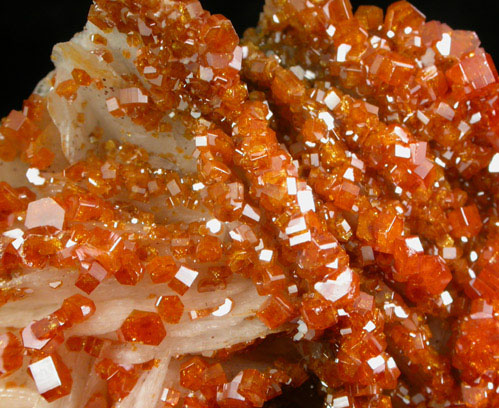 Vanadinite on Barite from Mibladen, Haute Moulouya Basin, Zeida-Aouli-Mibladen belt, Midelt Province, Morocco