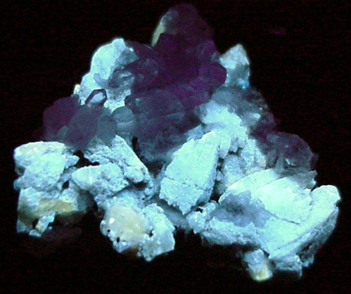 Scheelite on Fluorite with Quartz, Chalcopyrite from East Camp Bird Mine, Level 5, Ouray County, Colorado