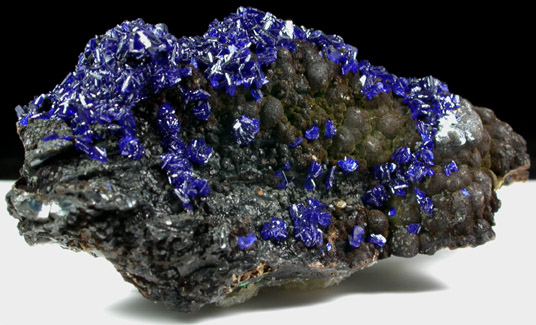 Azurite on Chrysocolla from Santa Niño Mine, Durango, Mexico
